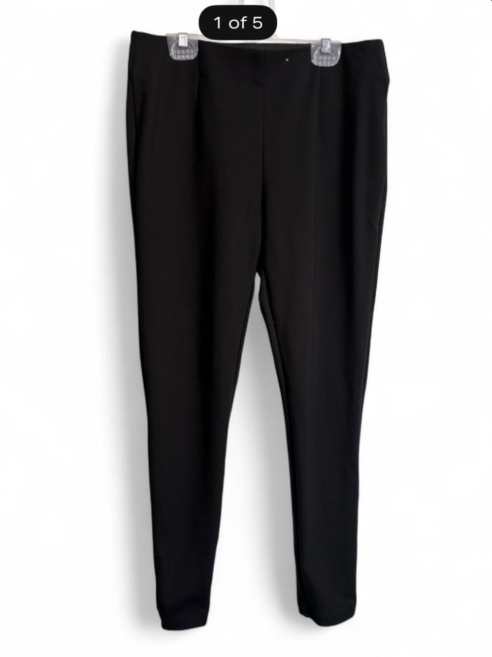 Calvin Klein Black Ponte Stretch Leggings with CK Plaque size 6